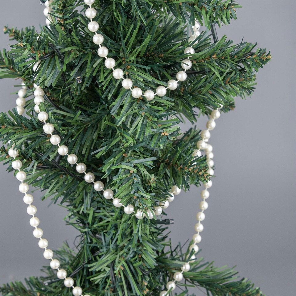 image 1 of Pearl Shiny Christmas Bead Chain Metallic Garland Artificial Pearls Tinsel For Tree Hanging Decorations,7.2m (24ft)