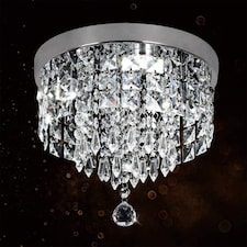LED Crystal Ceiling Lights Mini Silver Chandelier Cool White 24x25cm