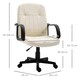image 7 of HOMCOM Desk Chair, PU Leather Computer Office Chair with Adjustable Height, Swivel Wheels for Home Work Study, Cream White