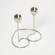 image 4 of Homescapes Dual Brass Heart Dinner Candle Holder – Polished Silver