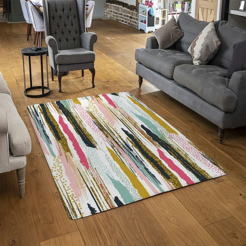 image 1 of Coloured Stripes & Spots (Rug) Multi | Medium: 80x150cm