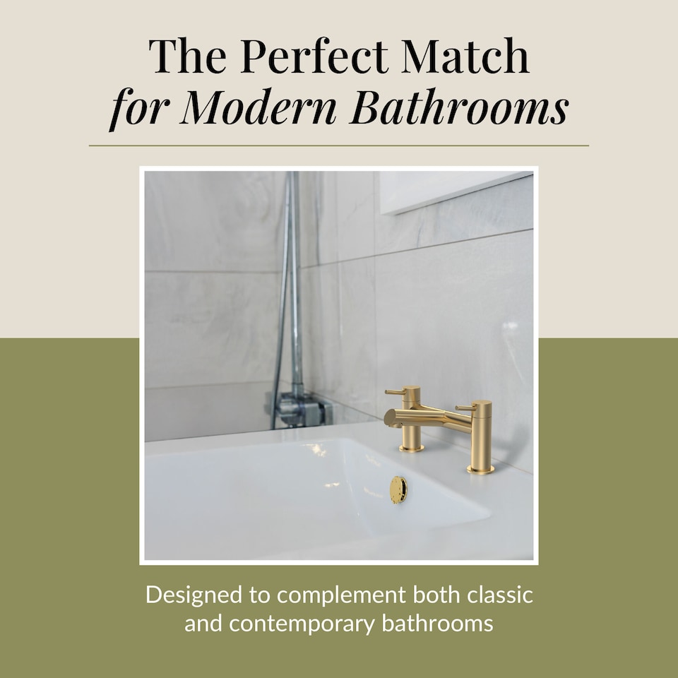image 1 of Balterley Nova Modern Bathroom Deck-Mounted Bath Filler with Contemporary | Copper | Brushed Brass | 1