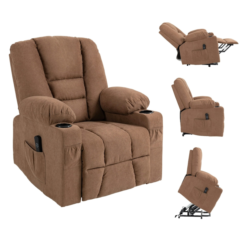 image 1 of HOMCOM Riser and Recliner Chair w/ Remote, Lift Chair for Elderly, Brown | Brown