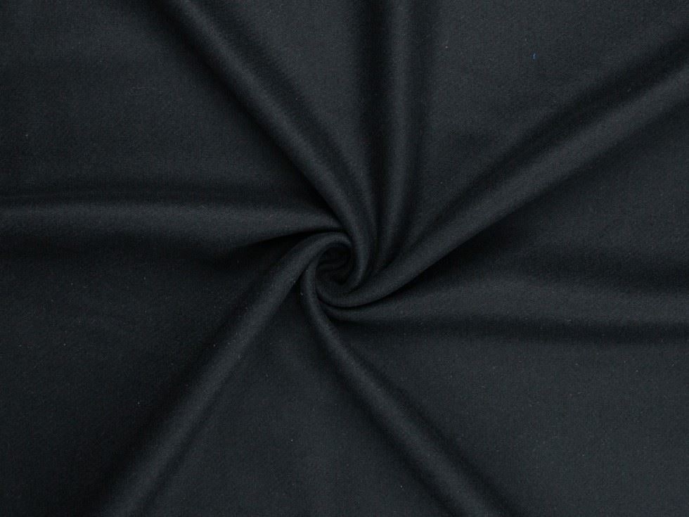 Minerva Black Deadstock Italian Wool Blend Coating Dressmaking Fabric per metre - 153cm / 60" Wide