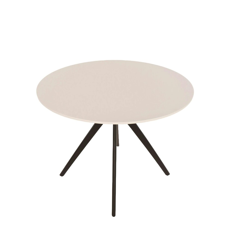 image 1 of Aspen, Round Dining Table, White Painted Top With Black Pedestal Leg Frame White