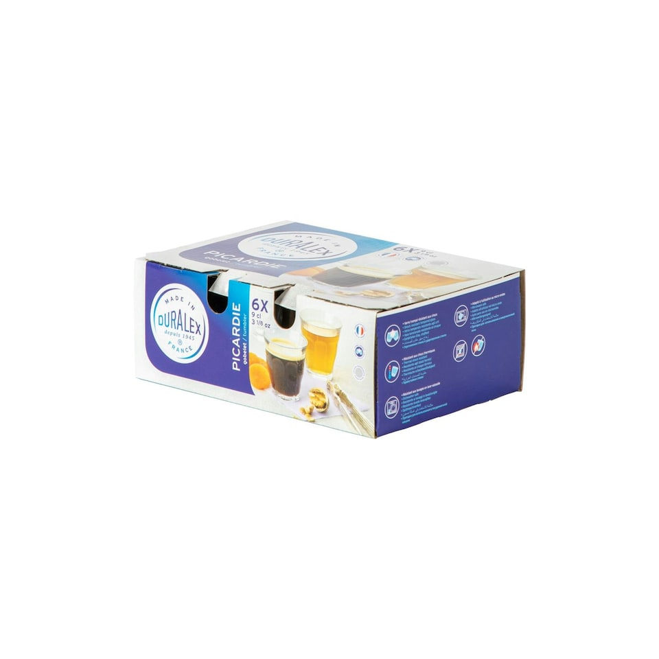 image 1 of Duralex Picardie Shot Glass Espresso Cups - 90ml Drinking Glasses - Clear - Pack of 6 Clear