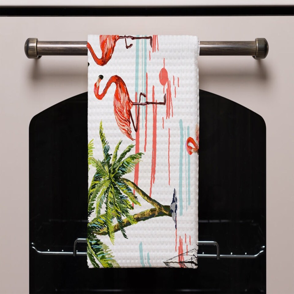image 1 of Flamingo & Palm Trees (Kitchen Towel)