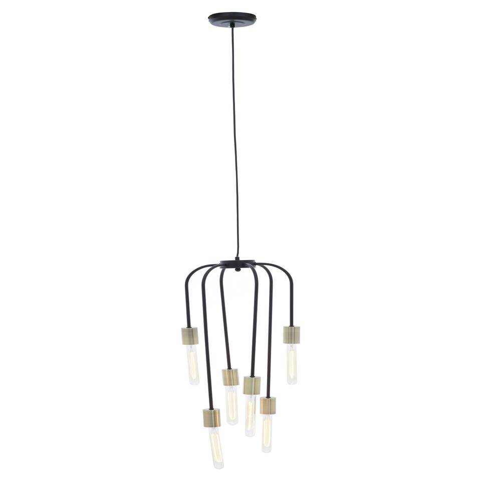 image 1 of Interiors by Premier Lagona 6 Bulb Black Pendant Light