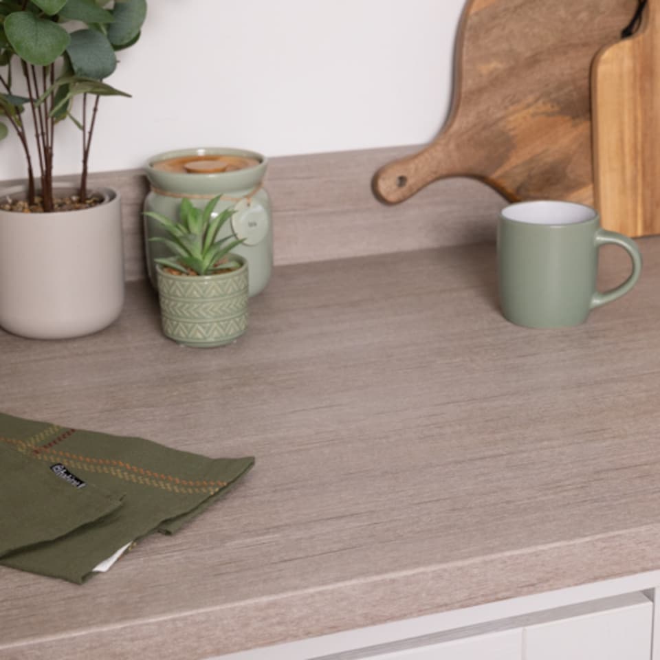 image 1 of Sticky Back Plastic Tira Greige Wood Effect Kitchen Self-adhesive Vinyl Wrap for Cupboards, Doors and Worktops 67.5cm x 10m - d-c-fix