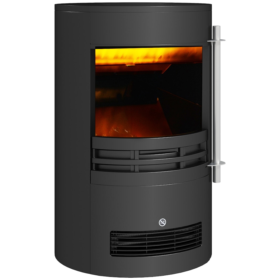 image 1 of HOMCOM Fireplace Electric Heater Stove w/ Thermostat Control Black Freestanding | Black