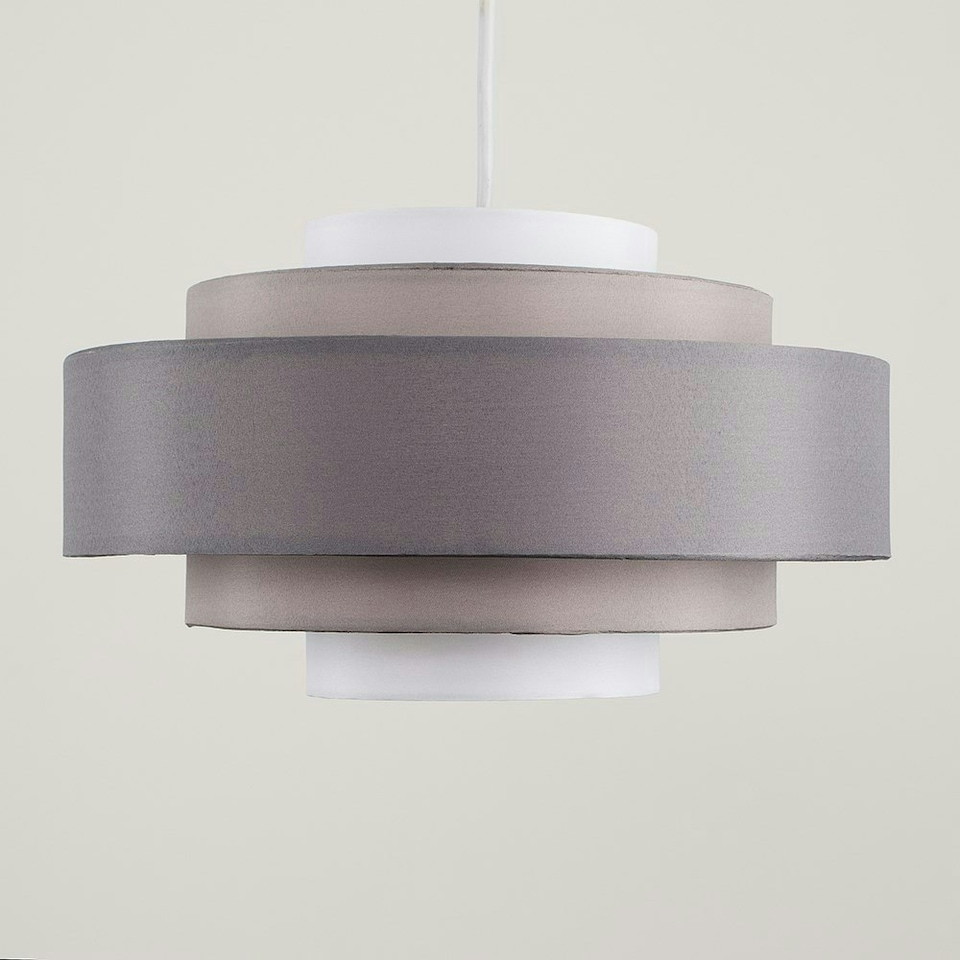 image 1 of ValueLights Pair Of Modern 3 Tone Grey 5 Tier Cylinder Ceiling Pendant Light Shades