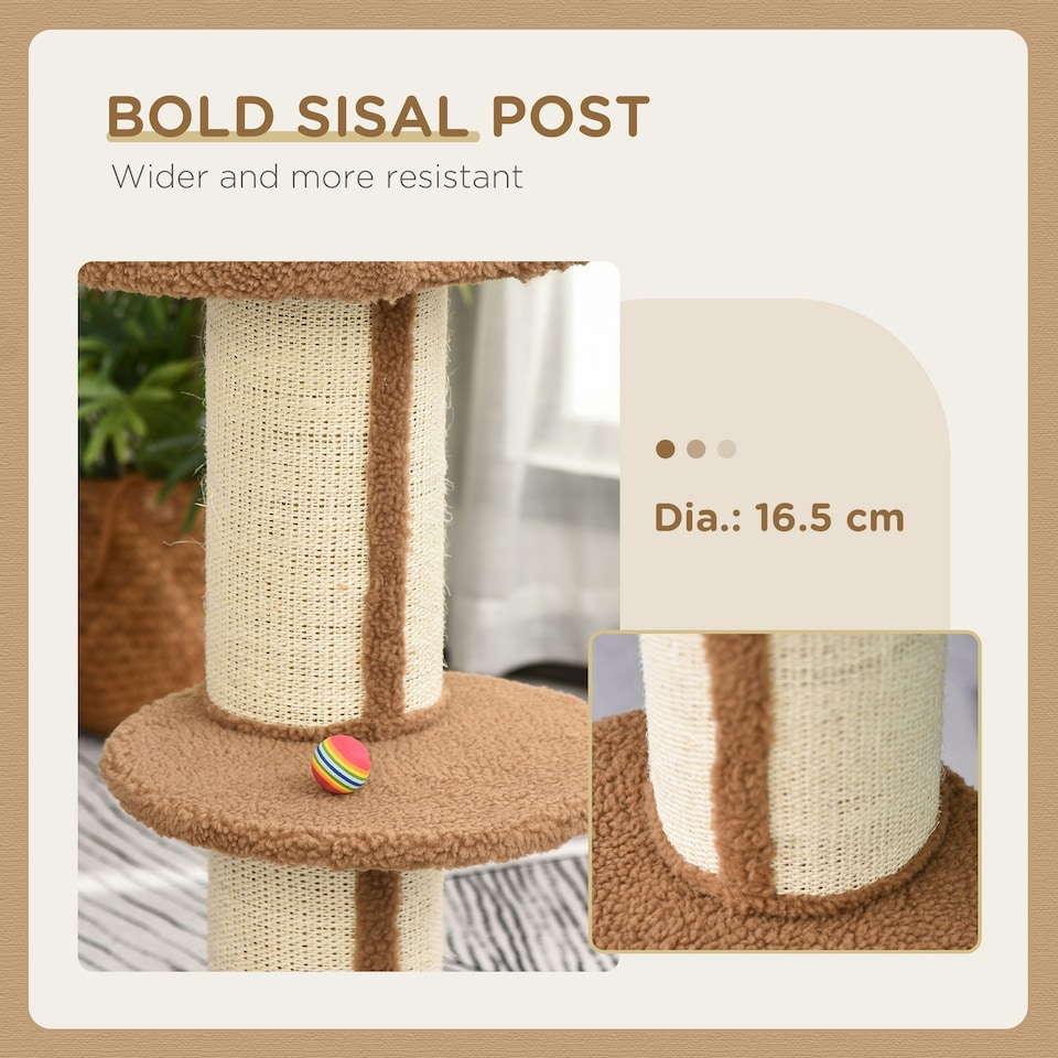 image 1 of PawHut 91cm Scratching Posts Cat Tree Activity Centre for Indoor Cats Brown