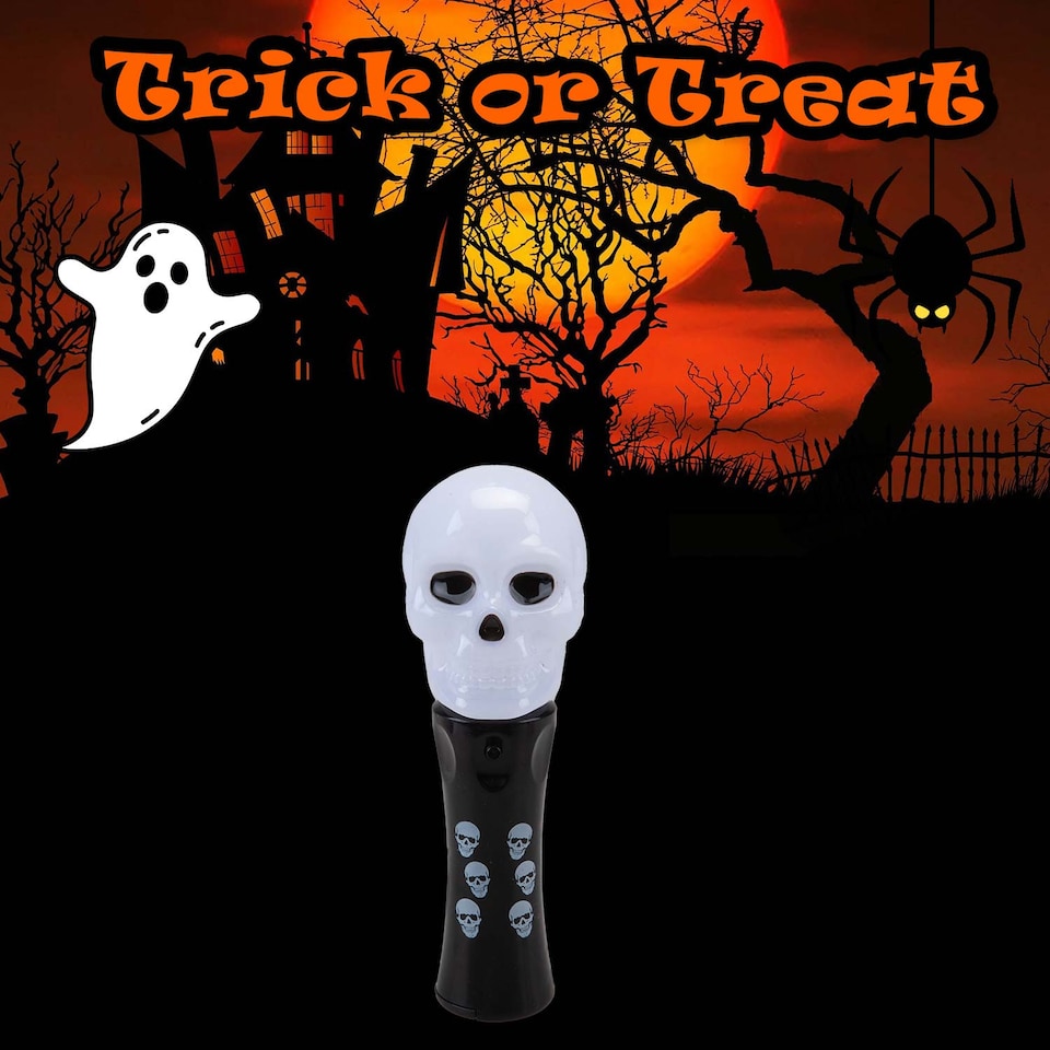 image 1 of vfm-estore Halloween Flashing Skull Wand - 18.5cm Party Accessory