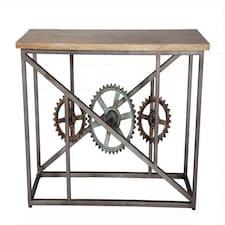 Ells Industrial Console Table with Wheels Black