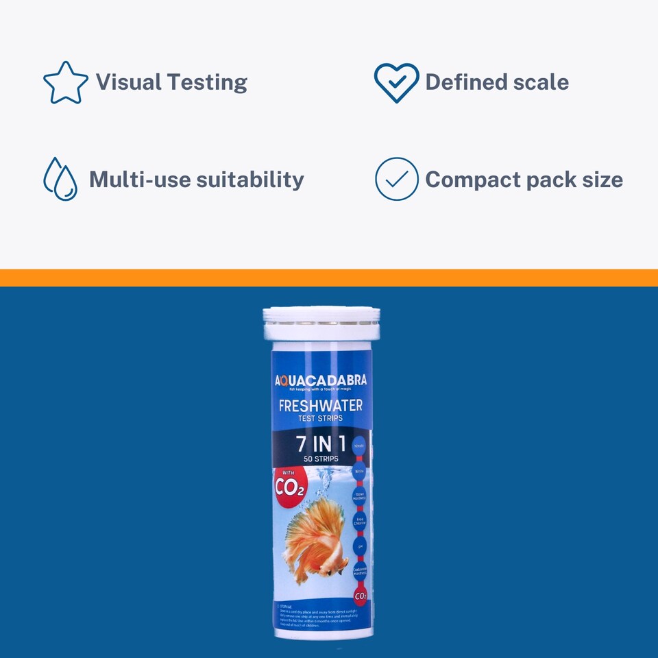 image 1 of Aquacadabra Check2O 7 in 1 Aquarium Strips, 50 Pack - Fresh & Marine Plus | Clear