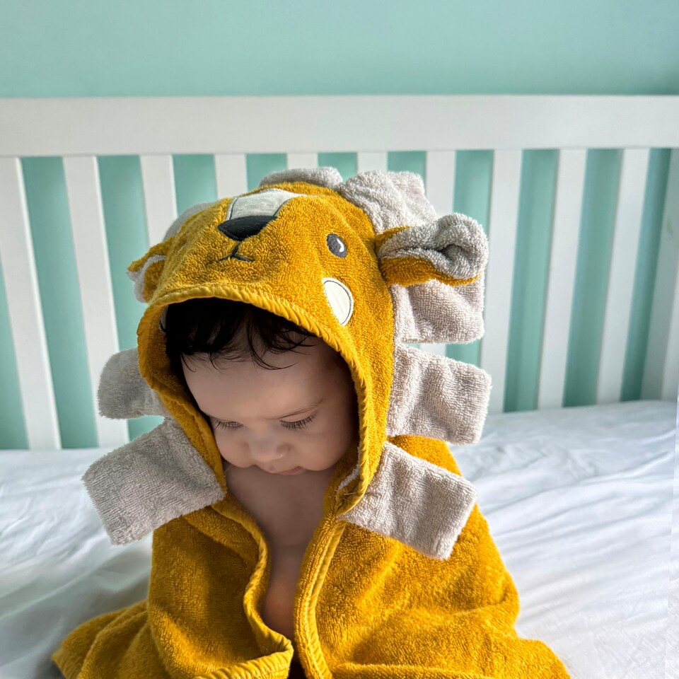 image 1 of 100% Organic Cotton Hooded Baby Bath Towel - Fox Red