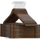 image 1 of 20-Pack Wooden Clothes Hangers with Shoulder Notches, Trouser Bar and Swivel Hook, Dark Walnut