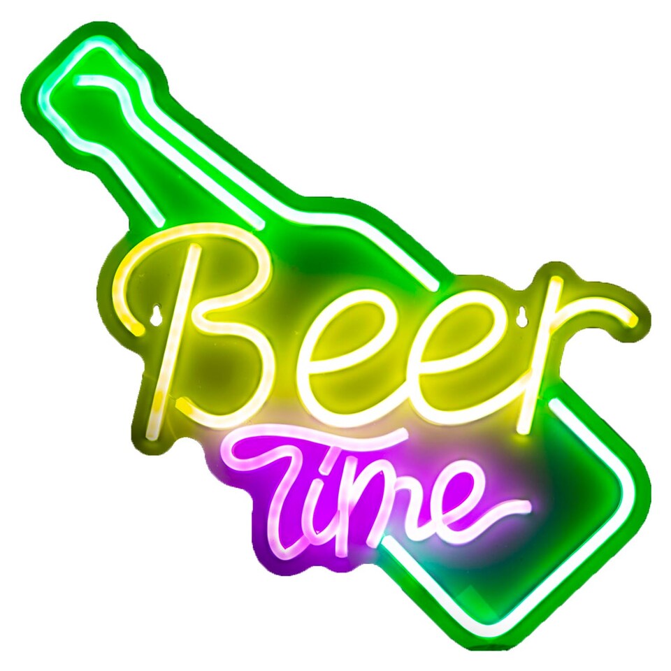 image 1 of vfm-estore Beer Time Neon Light USB Powered Multi-colour - 48cm x 28cm