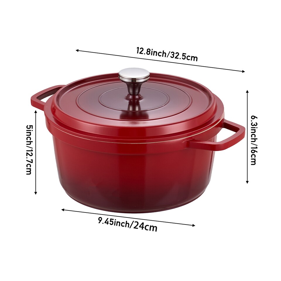 image 1 of Living and Home 4.75L Non-Stick Cast Aluminium Cooking Pot,Red | Red