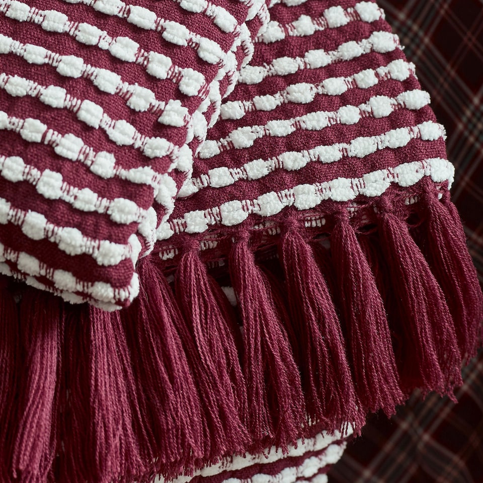 image 1 of Catherine Lansfield Stab Stitch Blanket Throw | Purple | Plum