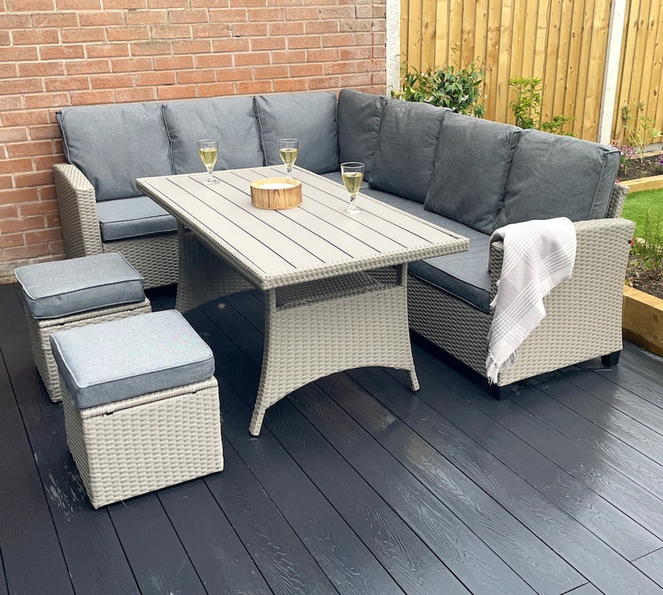 image 1 of York 8 Seat grey rattan corner sofa dining set