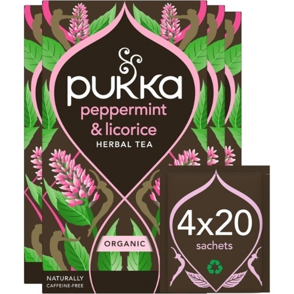 image 1 of Pukka Herbs Organic Herbal Tea, Peppermint & Liquorice, 4 Packs, 80 Teabags 4