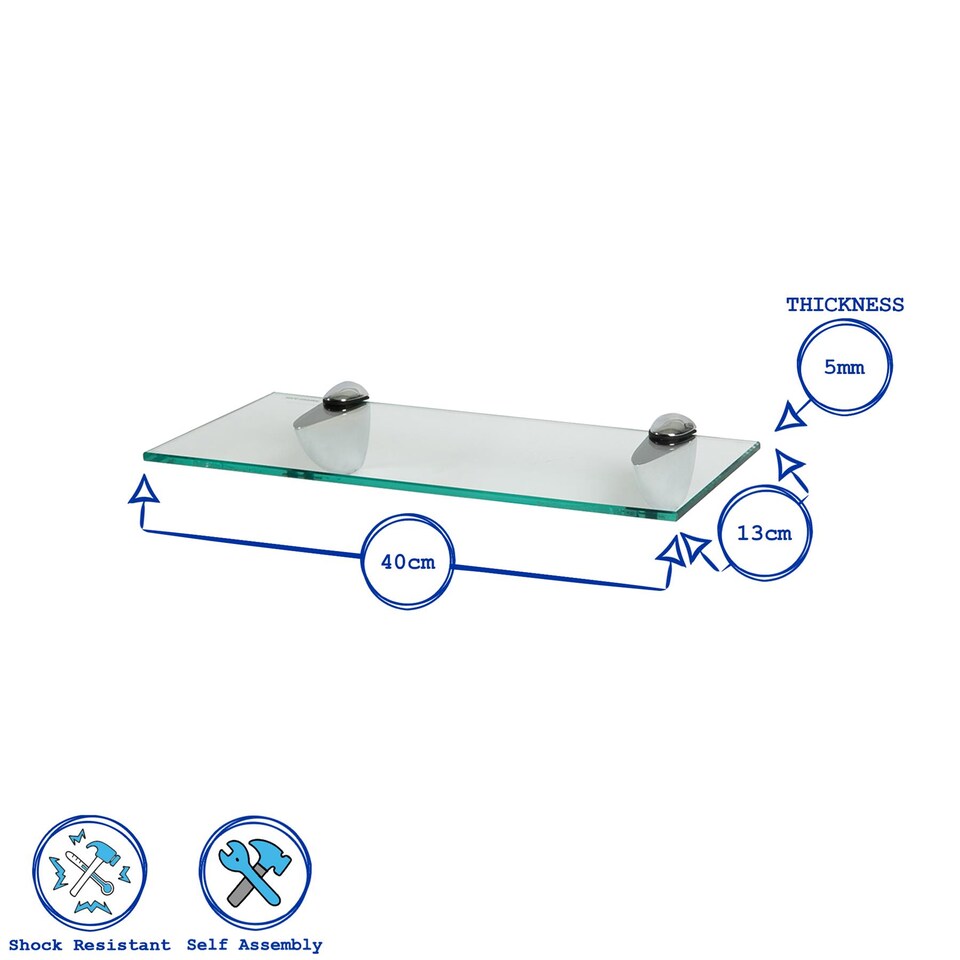 image 1 of Harbour Housewares Floating Glass Wall Shelves - 40cm - Pack of 3 | Clear | Clear