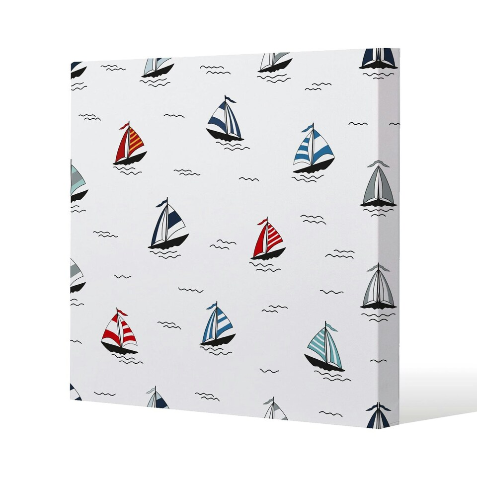image 1 of Red & Blue Sailboats (Canvas Print) 77 x 77 x 4cm