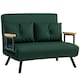 image 1 of HOMCOM 2 Seater Sofa Bed, Click Clack Convertible Bed Settee, Modern Velvet Feel Fabric Sofa Couch with 2 Tufted Cushions, Wood Armrests for Living Room, Bedroom, Guest Room, Green | Green | green | One Size