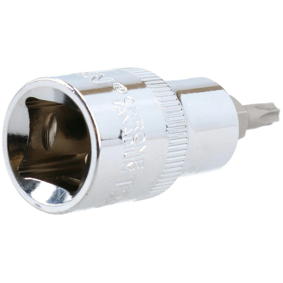 image 1 of T25 Male Torx Bit Star Socket 1/2" Drive Standard Internal Chrome Vanadium Steel