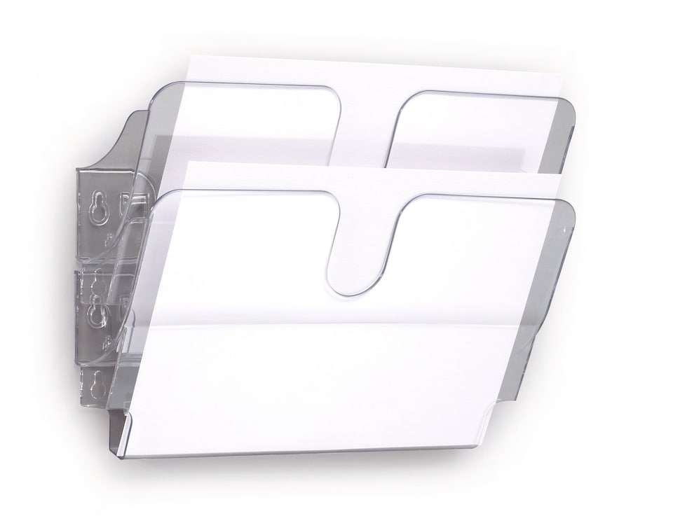 image 1 of Durable FLEXIPLUS 2 Wall Mounted Literature Tray | A4 Landscape Holder | Clear | Clear
