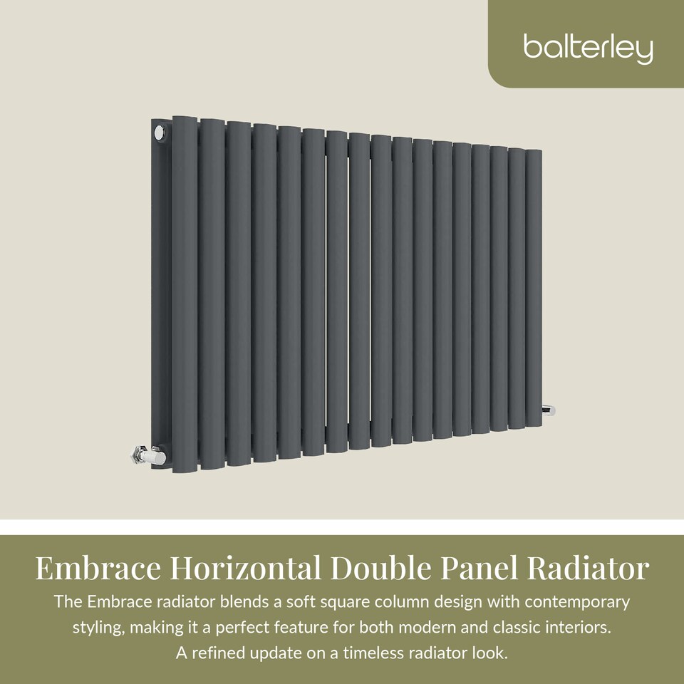 image 1 of Balterley Embrace Horizontal Double Panel Radiator | Grey | Anthracite | 1
