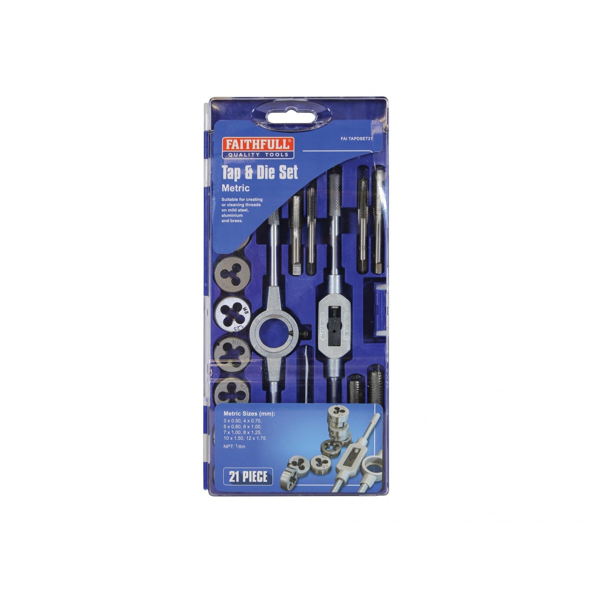 Faithfull Metric Tap & Die Set Of 21 Carbon Steel Multi Multi Colour One Size 1