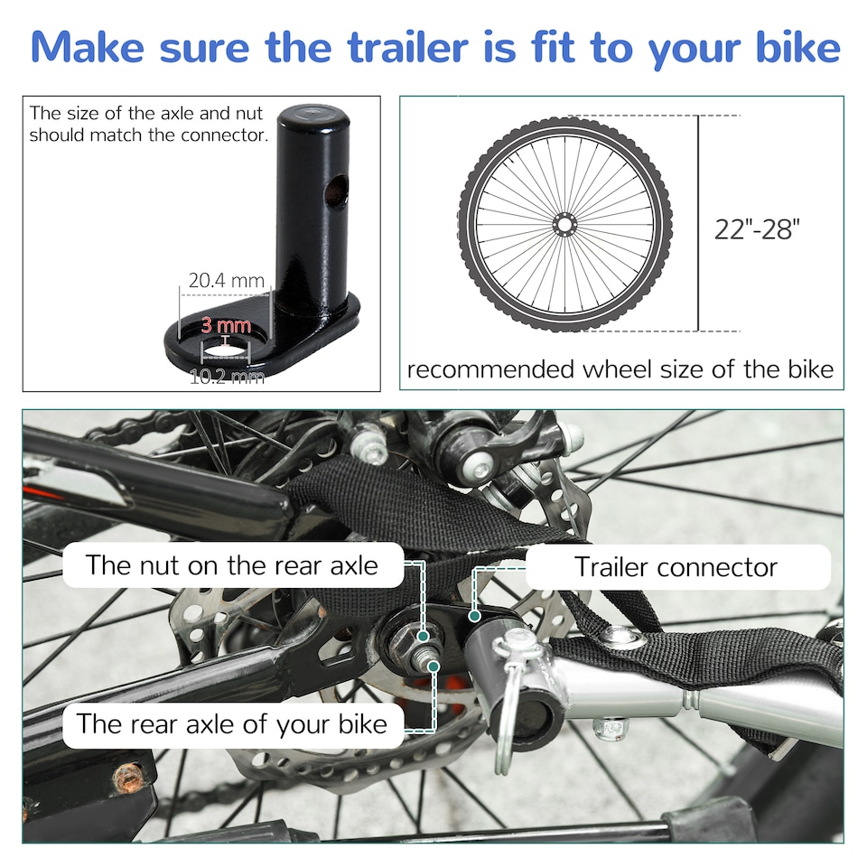 image 1 of HOMCOM 18m 2-Seat Child Bike Trailer for Kid w Steel Frame Seat Belt Blue