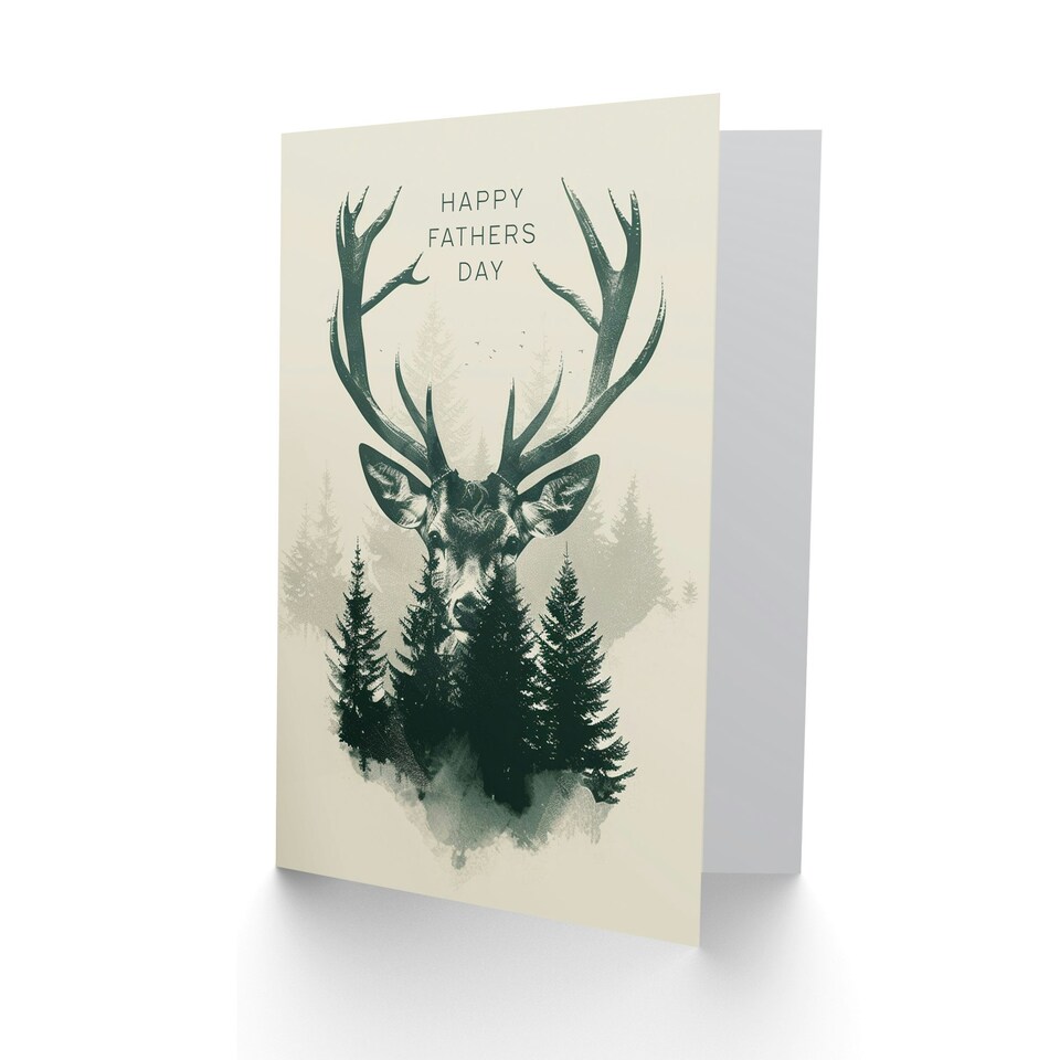 image 1 of Fathers Day Stag Head Trees Forest Woodland Dad Card