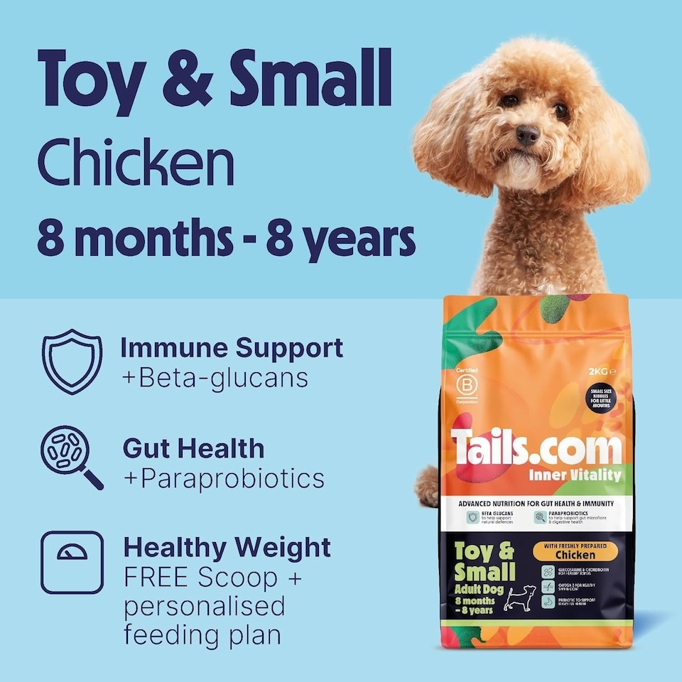 image 1 of Tails.com Inner Vitality Dry Dog Food Toy & Small Adult Chicken 4 x 2kg