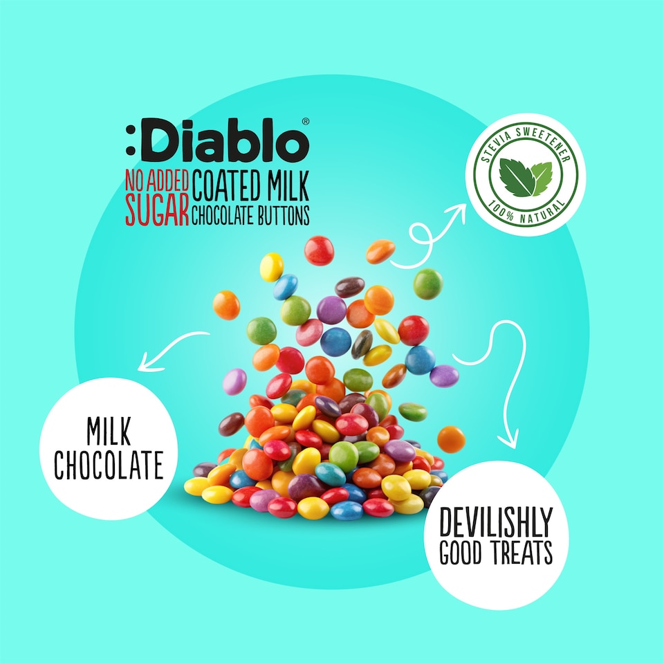 image 1 of Diablo No Added Sugar Milk Chocolate Buttons 40g 3 Pack