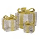 image 2 of Set of 3 Battery Operated Gold Sparkly Christmas Gift Boxes with LEDs