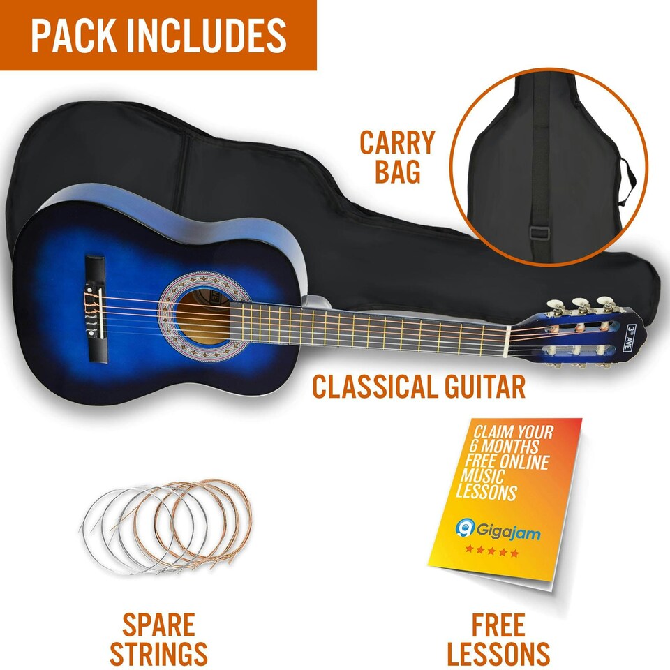 image 1 of 3rd Avenue 1/2 Size Classical Guitar Pack Black