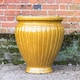 image 2 of Primrose Rib Textured Glazed Terracotta Round Planter In Gloss Yellow 22cm