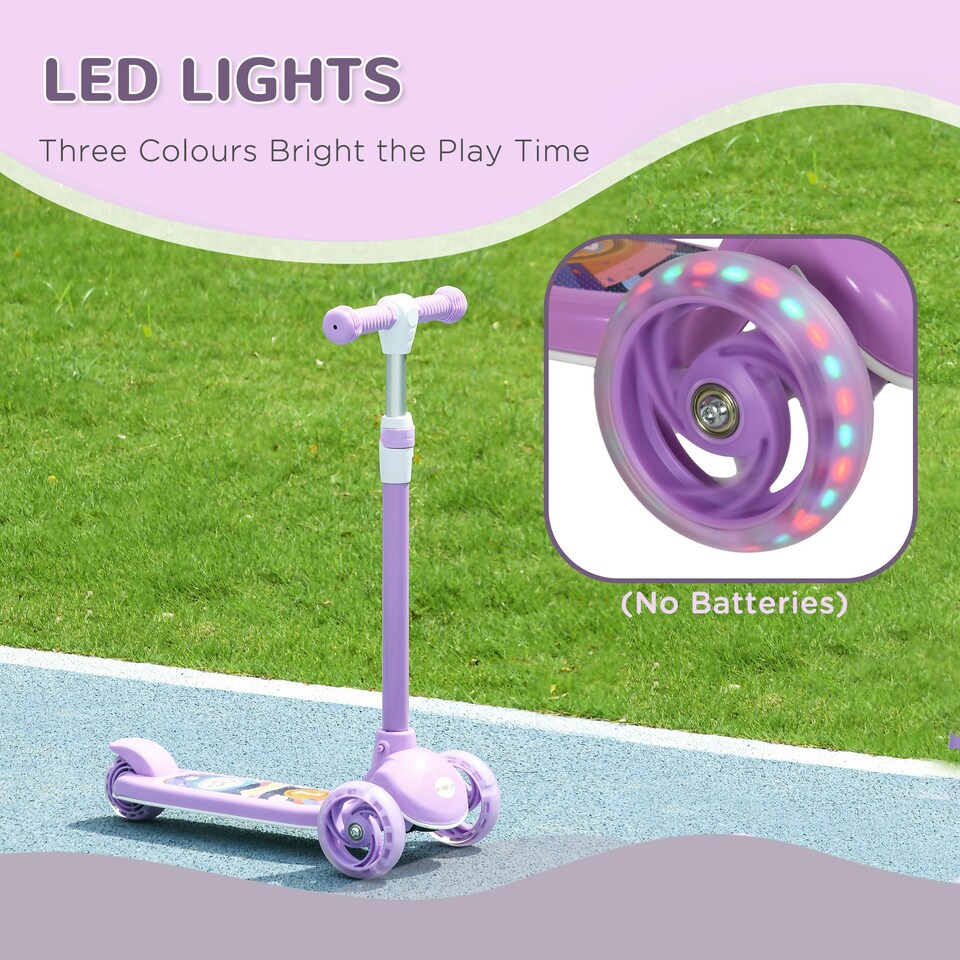 image 1 of AIYAPLAY Kids 3 Wheel Scooter for 2-6 Years Old w/ Adjustable Height, Pink 