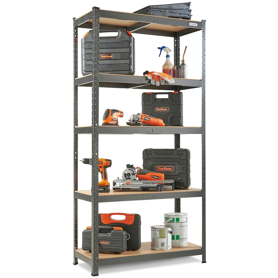 image 1 of VonHaus 3 Step Steel Folding Step Ladder with Anti Slip Feet