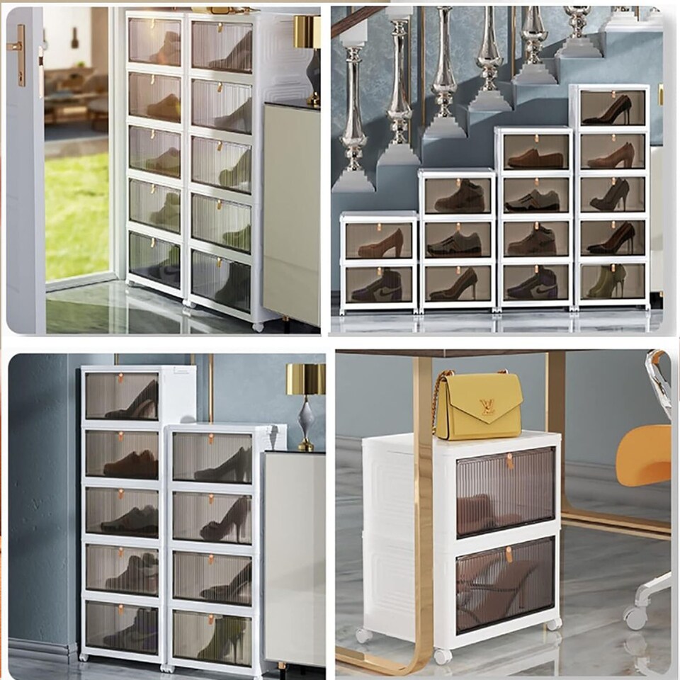 image 1 of Plastic Storage Drawer Tower Unit with Wheels – 6 Tier Multipurpose Organizer for Home & Office