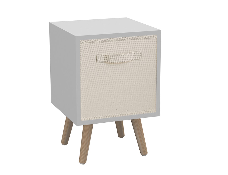 image 1 of White 1-Drawer Cube Shelving Unit with Scandinavian Legs | Cream | Cream & Pine | 1