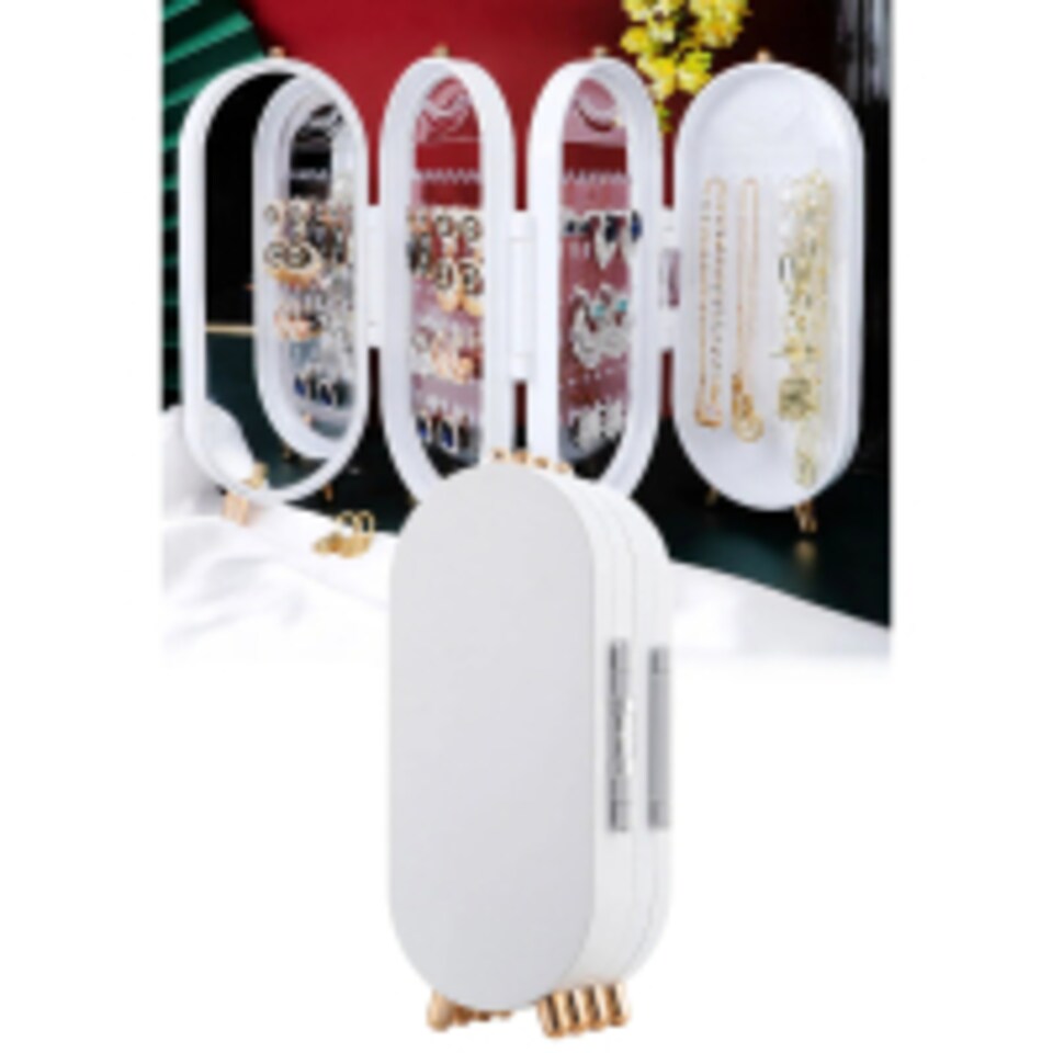 4-Tier Jewelry Organizer Box with Mirror – Earring & Ring Storage ...