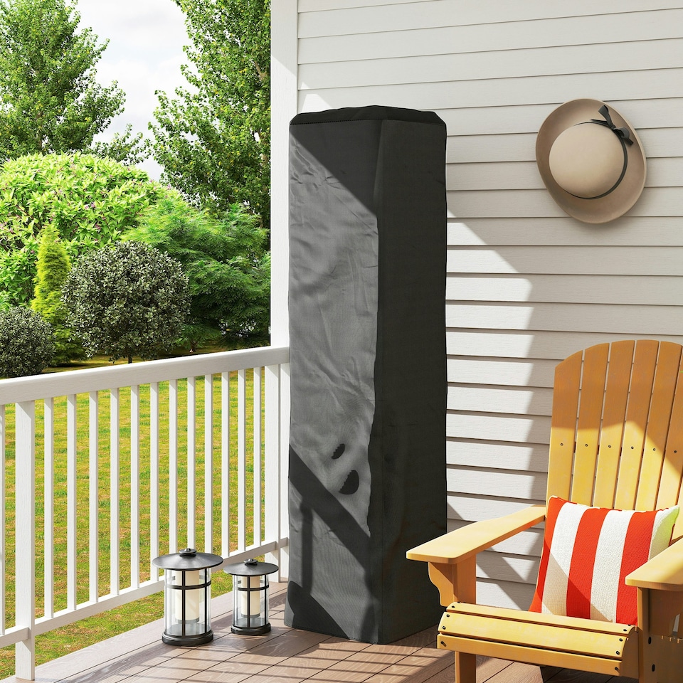 image 1 of Outsunny Heavy Duty Gas Pyramid Outdoor Patio Heater Cover, Black | Black | Black