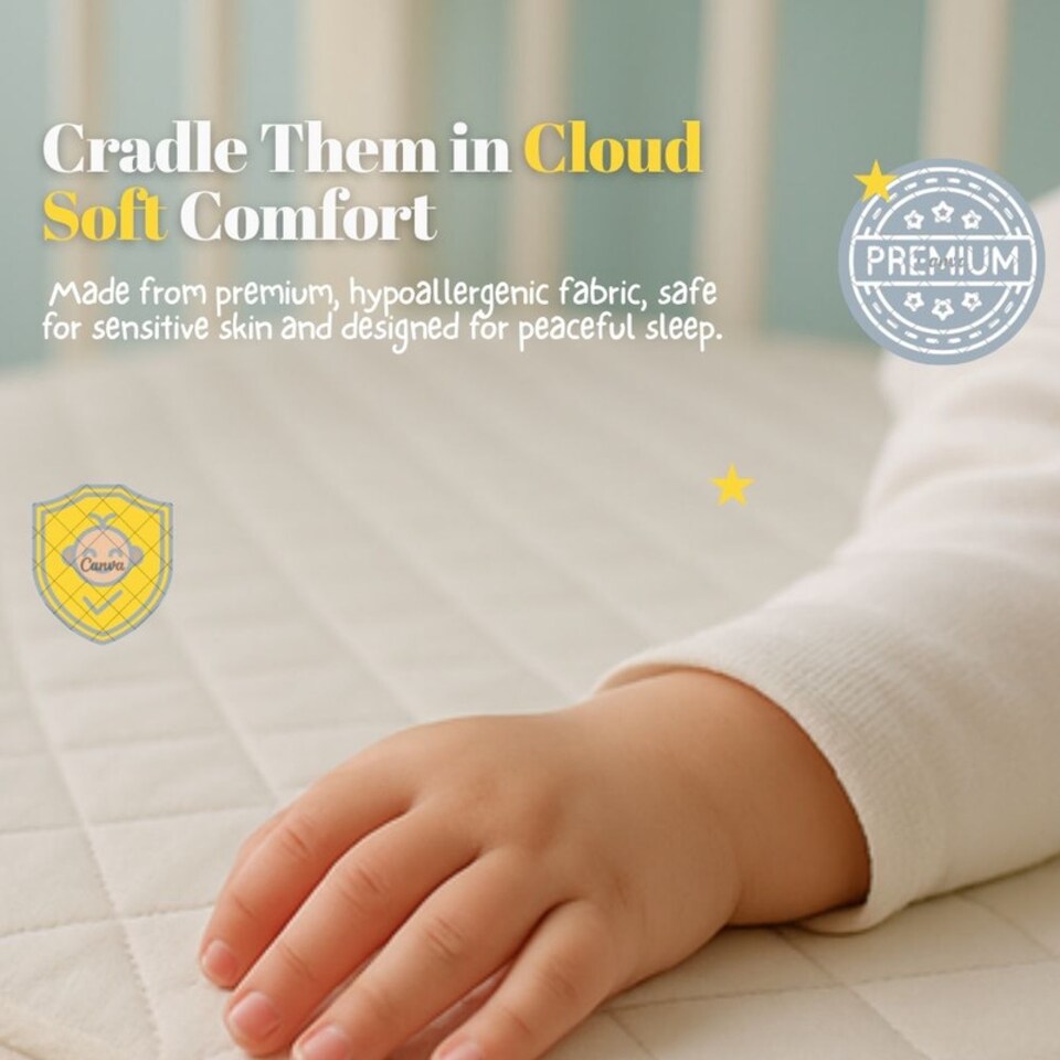 image 1 of MHG Living Cot Bed Mattress Waterproof Anti-Allergy Baby Mattress Cover for Newborns - White - 140cmx70cm