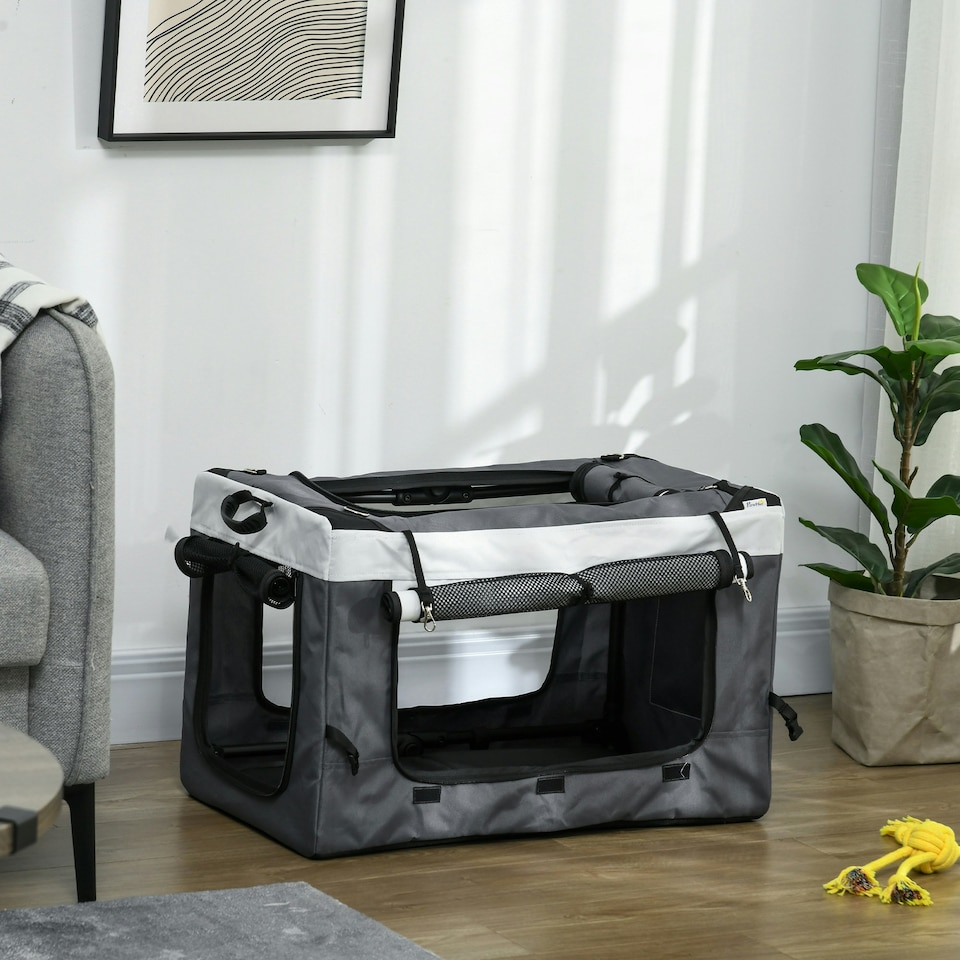 image 1 of PawHut Foldable Pet Stroller w/ Detachable Carrier, Soft Padding - Grey
