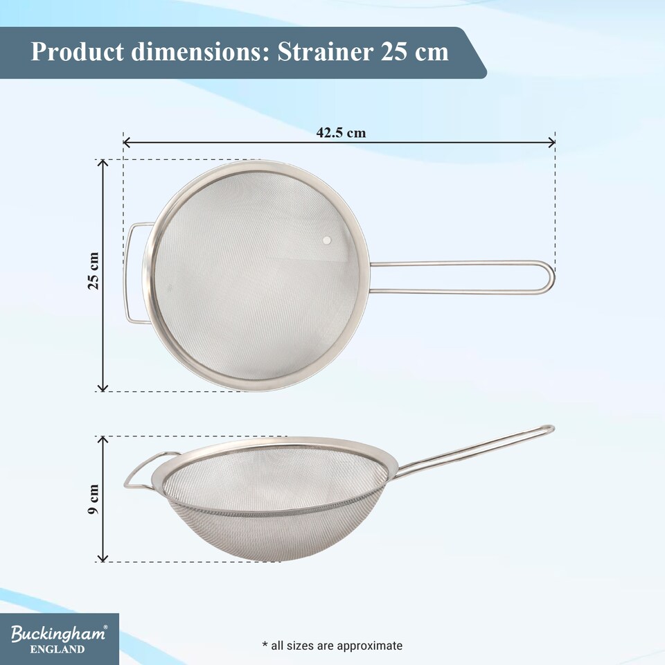 image 1 of Buckingham Fine Mesh Sieve Strainer Stainless Steel 25 cm