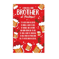 Face Ache Funny Christmas Card Brother,Brother Xmas Card, Poem on Christmas, 23.5 x 13 cms, Multi-Coloured